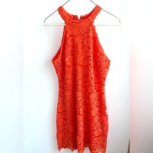 Beautiful LuLu’s Lace Overlay Halter Dress